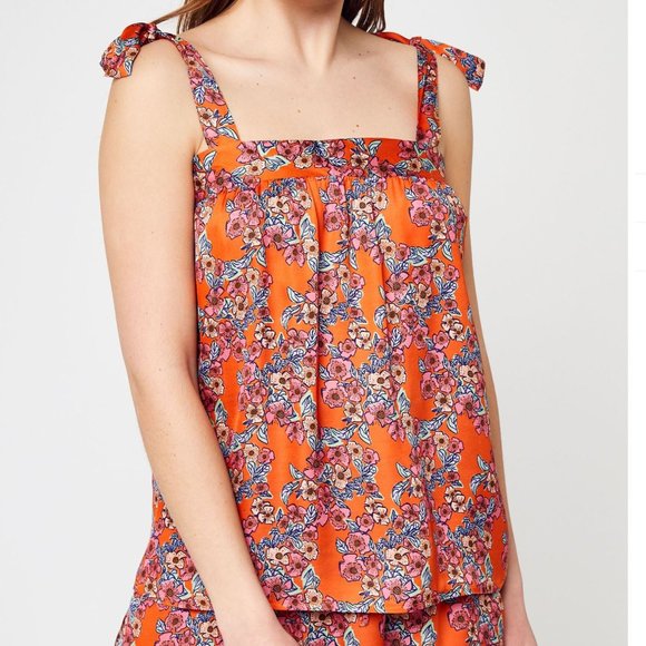 FRNCH Paris Vera Giliola Floral Tie Shoulder Camisole Top Size L - Picture 1 of 15
